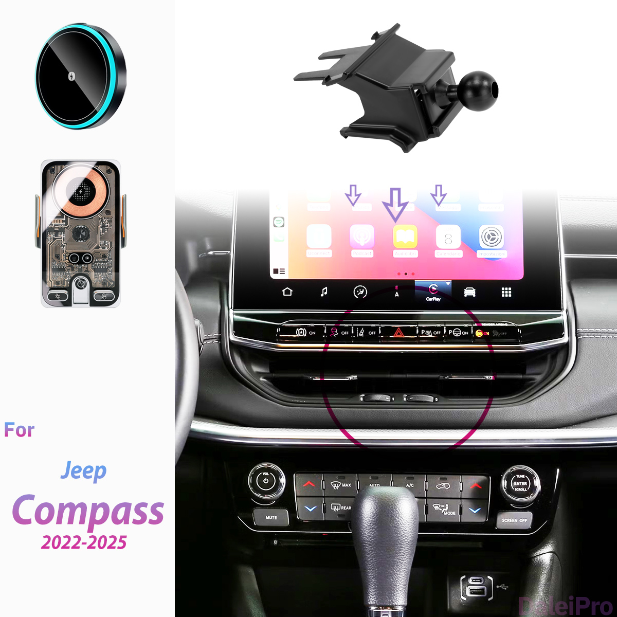 Compass Lensatic - Держатель для телефона с беспроводной зарядкой
